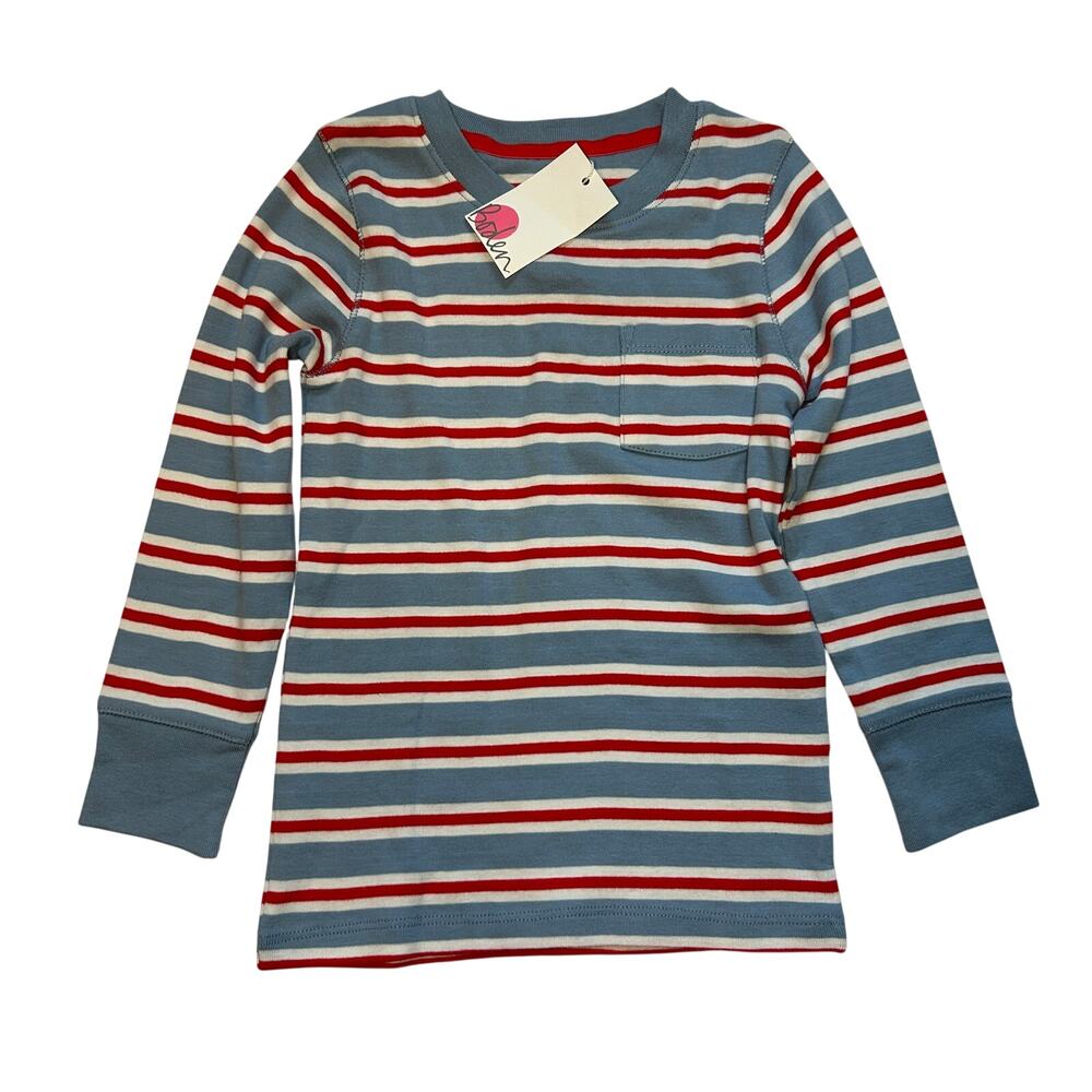 NWT Mini Boden Striped Pocket T-Shirt Long Sleeve Size 4-5Y
